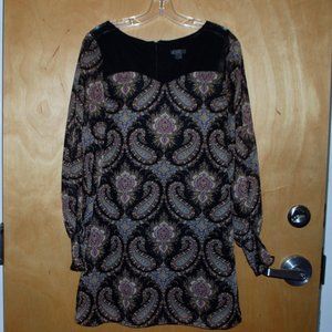 Xhilartion Pretty Paisley Long Sleeve Dress Small